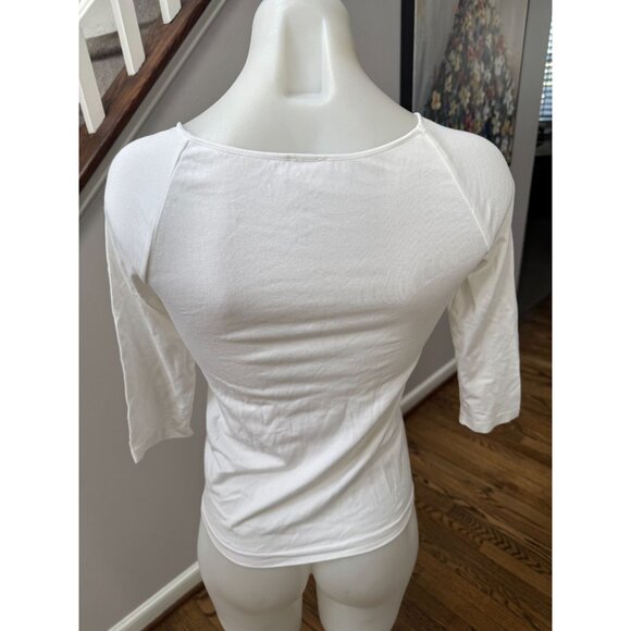 Wolford White 3/4 Sleeve Boat Neck Top Tee Size XS - Picture 2 of 2